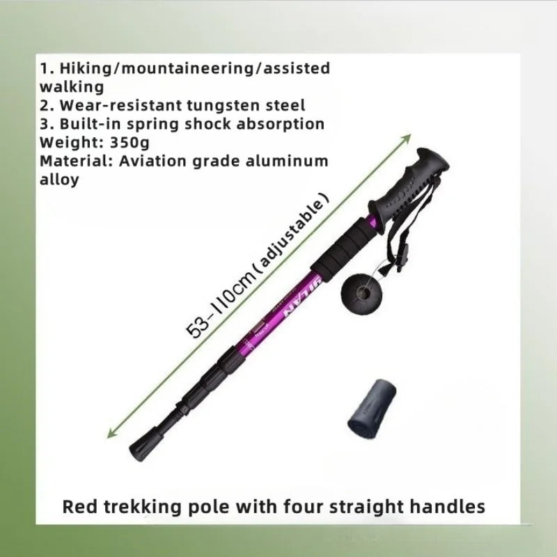 Collapsible Lightweight Hiking Trekking Poles — Adjustable Anti-Shock Walking Sticks for Men and Women
