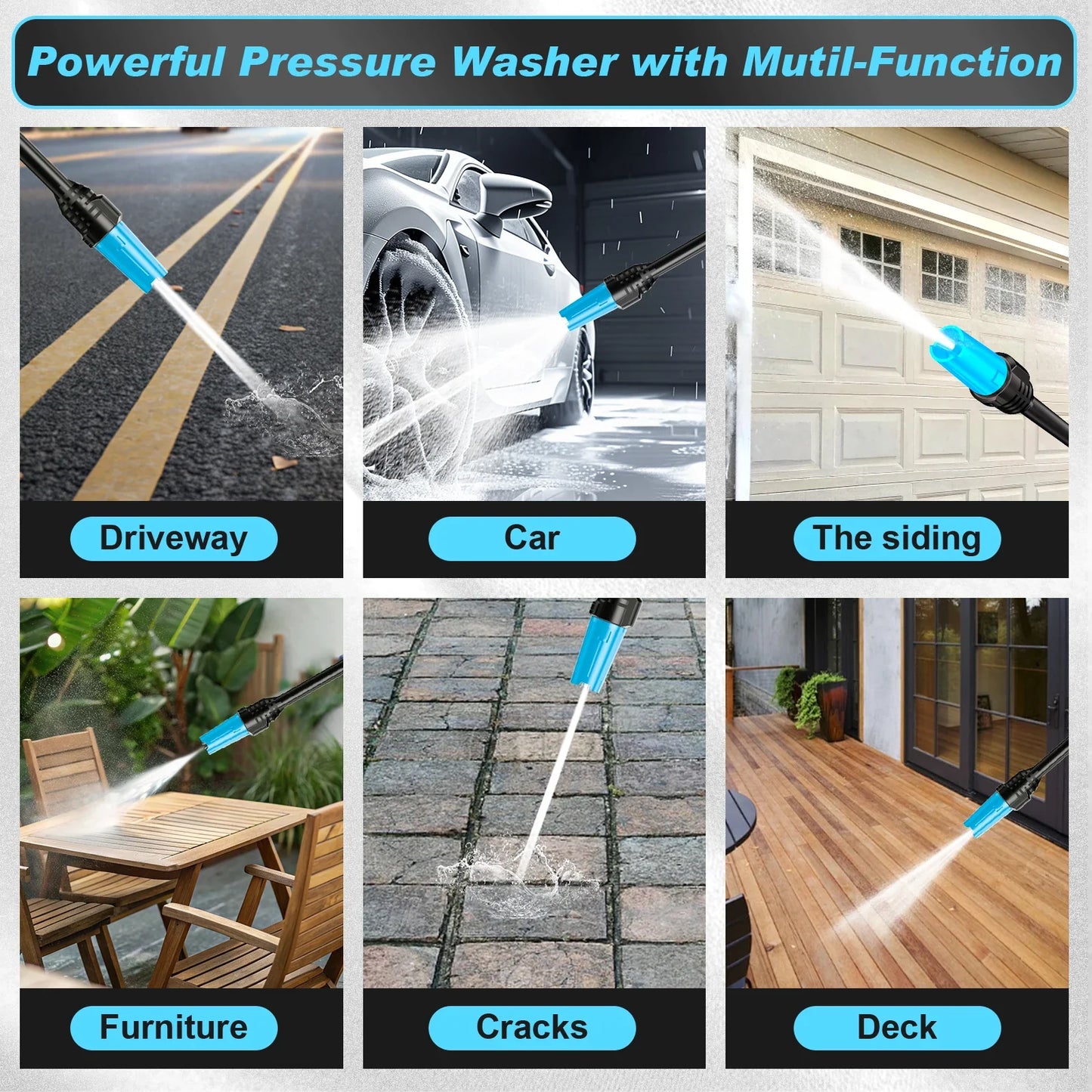 2200W 200Bar Electric Pressure Washer - Car & Garden Cleaning Gun with 180° Adjustable Nozzle