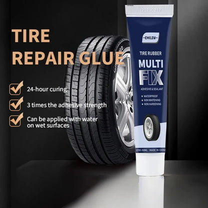 Universal Tire Repair Glue - Non-Corrosive Rubber Sealant for Tire Scratches & Crack Repair