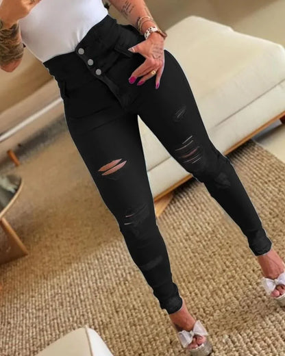 Women’s High Waist Pencil Jeans - Bodycon Slim Fit Denim Trousers with Y2K Casual Style