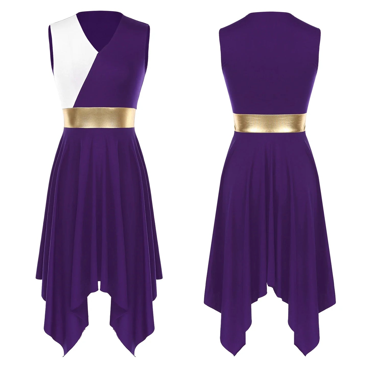 Women’s Liturgical Praise Dance Dress - Irregular Hem Modern Ballet Costume for Choir & Worship Performances
