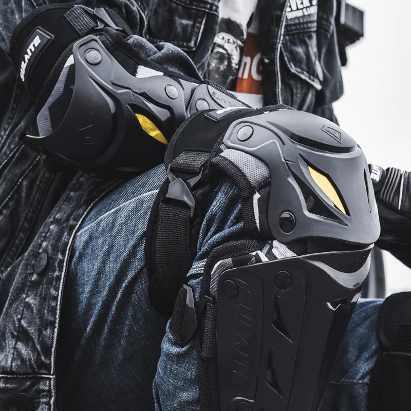 Motocross Knee Pads Protection Gear - Motorcycle Knee and Elbow Guards for Off Road Racing MTB Riding Safety