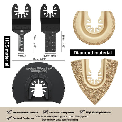 Tooth Oscillating Saw Blade Kit - 10-39PCS Carbide Multitool Blades for Wood PVC & Metal Cutting