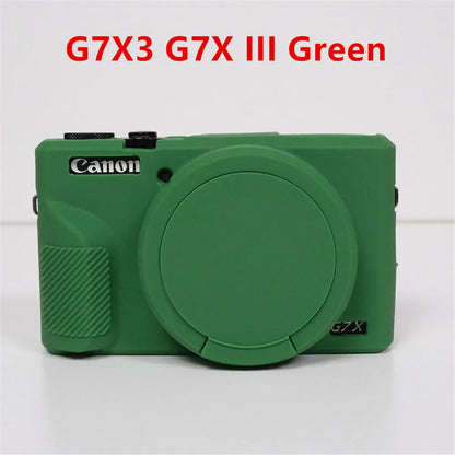 Canon G7X Silicone Camera Case - Soft Rubber Shockproof Body Cover with Lens Cap for G7X Mark II III G7XII G7X2 G7XIII G7X3