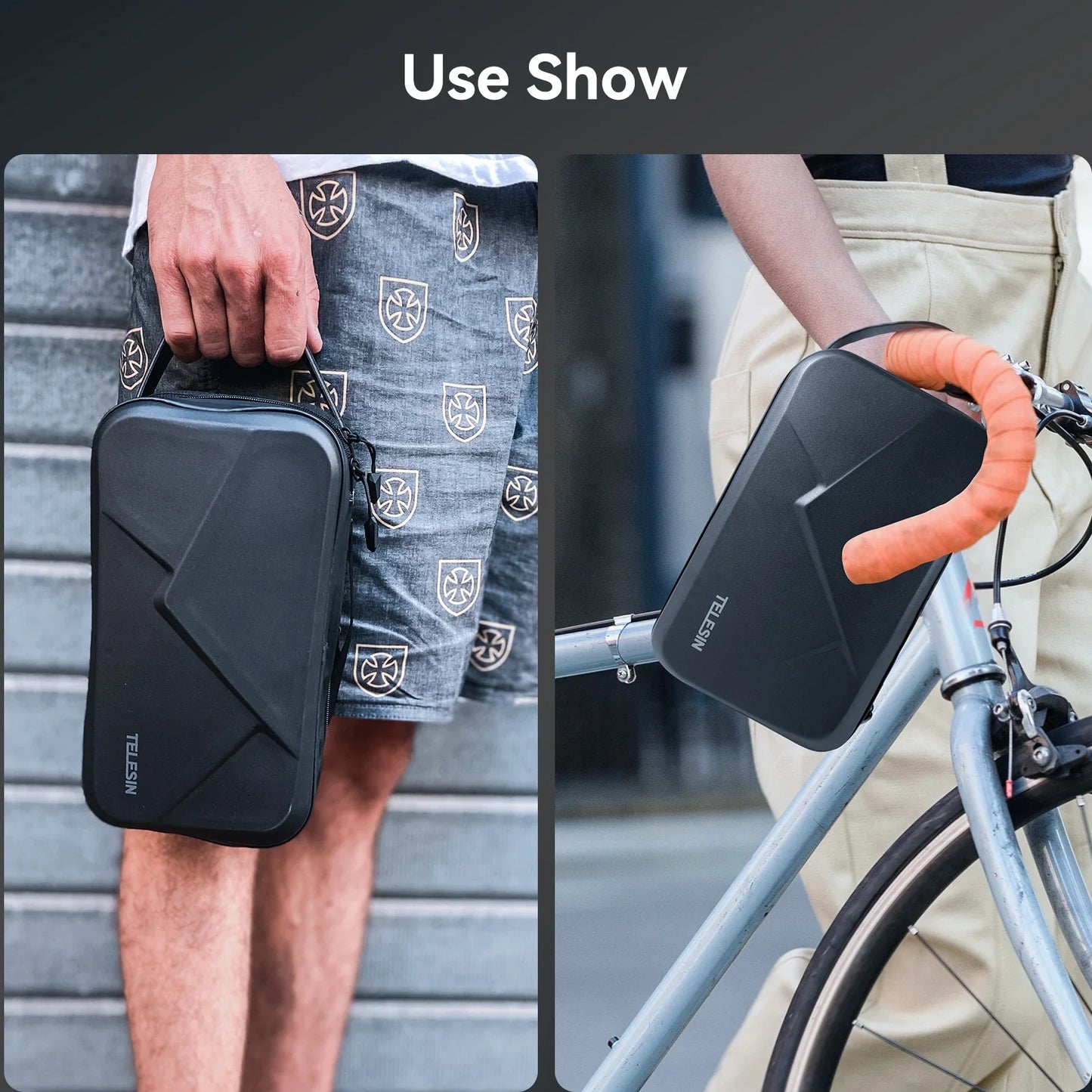 TELESIN Waterproof Adjustable Space Bag - PU Carrying Case for GoPro Hero 11 10 9 8 7 6, Insta360, Osmo Action, SJCAM, EKEN Accessories