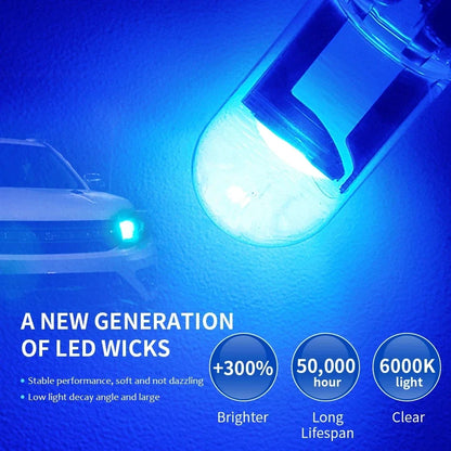 10/50pcs W5W LED T10 Car Light - COB LED Glass, 6000K White Auto License Plate Lamp, Dome, Read & DRL Bulb for 12V Automobiles