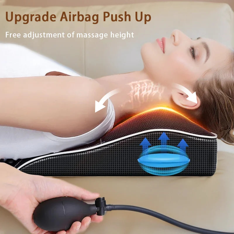Manufacturer Direct Electric Shiatsu Neck & Head Massager Pillow with Heating and Vibration – Cervical Traction Car Back Massager