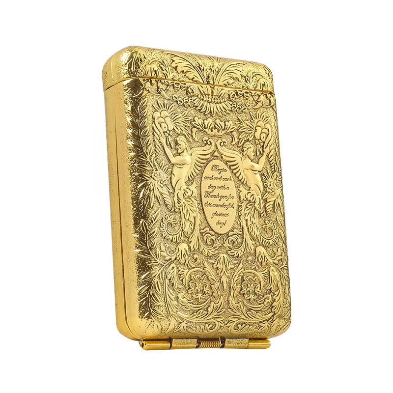 Retro Carved Cigarette Case - Luxury Metal Pocket Tobacco Storage Box for 14 Cigarettes, Smoking Accessory Holder
