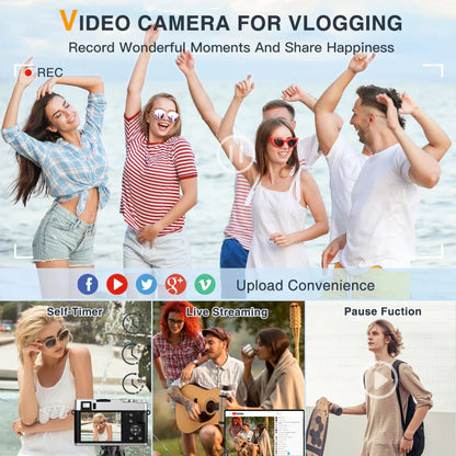 4K Digital Camera – Auto Focus, 48MP Vlogging Camera for YouTube, Anti-Shake Video, Viewfinder, Flash & 16X Zoom
