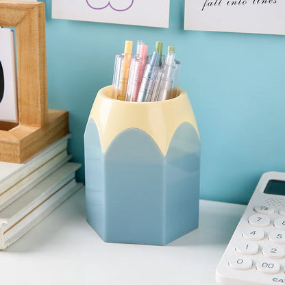 Cute Pencil Holder Desk Organizer - Large-Mouth Storage Box for Pens, Stationery & Makeup Brushes