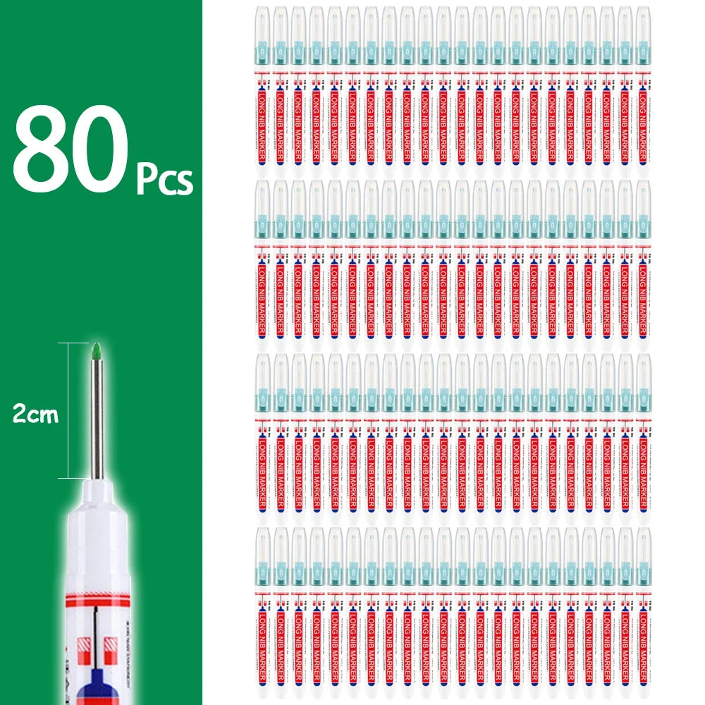 2cm Waterproof Deep Hole Marker Pen - Long Head Carpenter Markers for Metal Woodworking Tools 4-80pcs