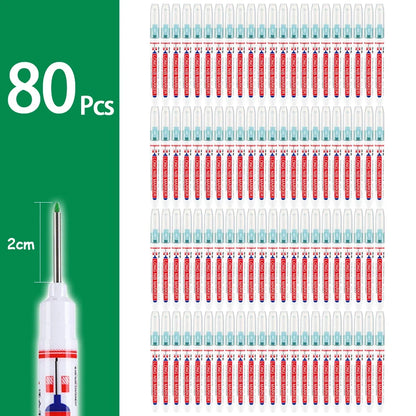 2cm Waterproof Deep Hole Marker Pen - Long Head Carpenter Markers for Metal Woodworking Tools 4-80pcs