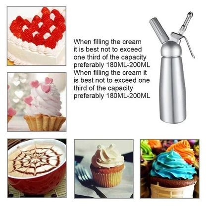 Whipped Cream Dispenser 17oz/34oz - 500/1000ml Cake Piping Siphon Bottle for Desserts & Cream