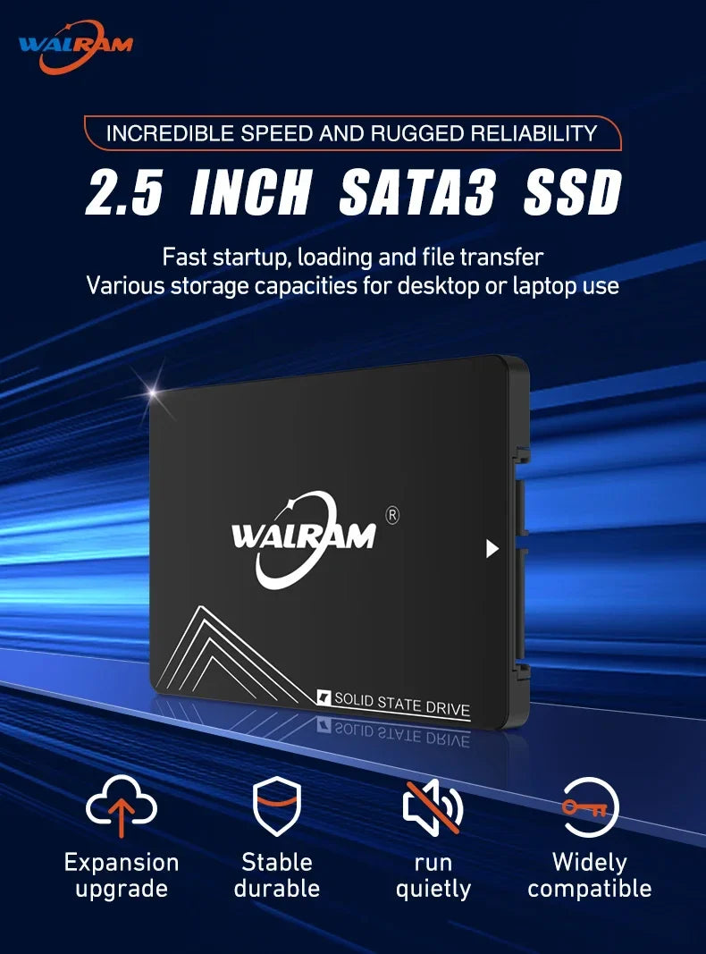 WALRAM SSD 2.5" SATA III Solid State Drive 120GB–1TB for Laptop & Desktop PC Hard Disk Replacement