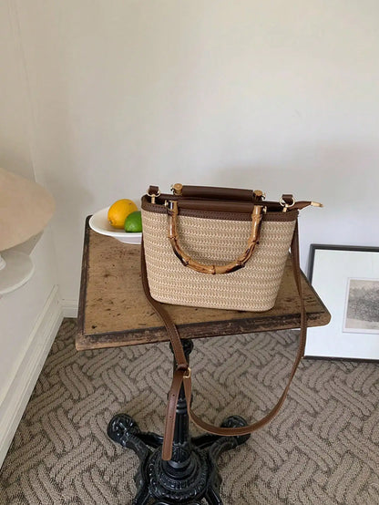2025 Women’s Summer Woven Bag – Fashion Crossbody & Bucket Shoulder Bag for Casual, Beach, and Daily Use