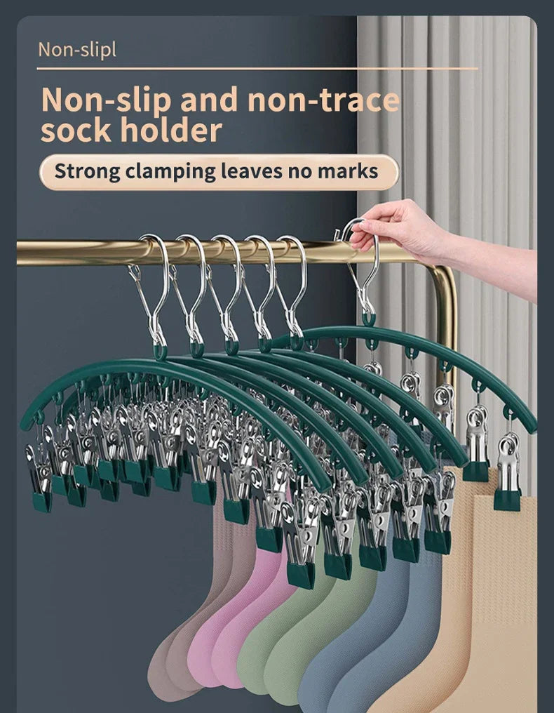 10-Pack Stainless Steel Sock Clips – Windproof Non-Slip Clothes Rack for Drying Socks, Underwear, Towels, and Laundry