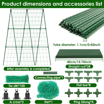 A-Frame Cucumber Trellis - Detachable Garden Plant Support Frame for Tomatoes & Climbing Vegetables
