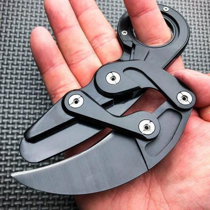 All-Steel Claw Tactical Knife – Multifunction Outdoor EDC Self-Defense Tool, Black & Silver Gift for Men