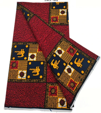 African Wax Print Fabric - High-Quality Cotton Ankara Gold Print Pagne for Wedding & Dress Sewing