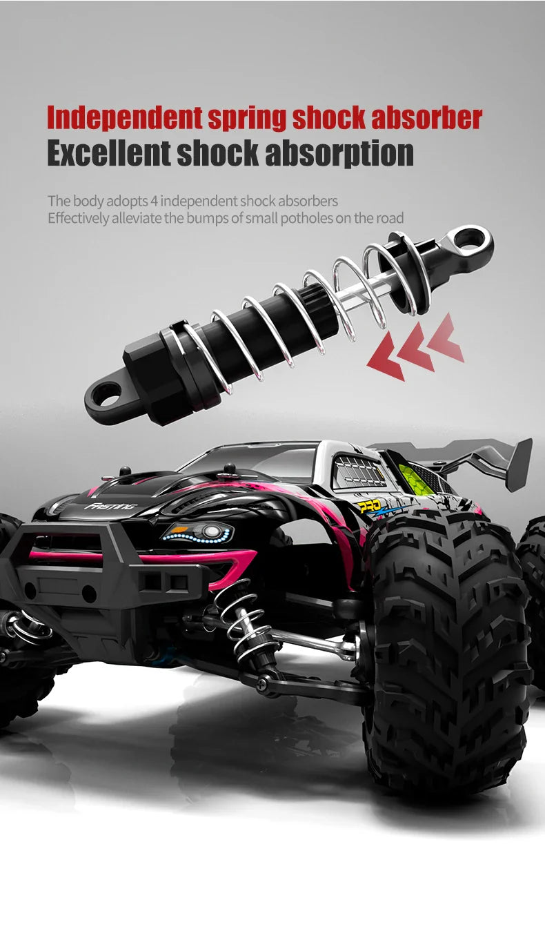 ZWN 1:16 4WD RC Monster Truck – 70KM/H High-Speed Drift Remote Control Car with LED for Kids, vs Wltoys 144001