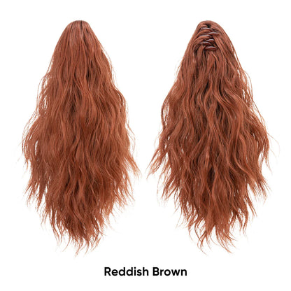 13-Inch Premium Synthetic Curly Claw Clip Ponytail – Blonde Brown Short Hairpiece, Fake Hair Extensions P064
