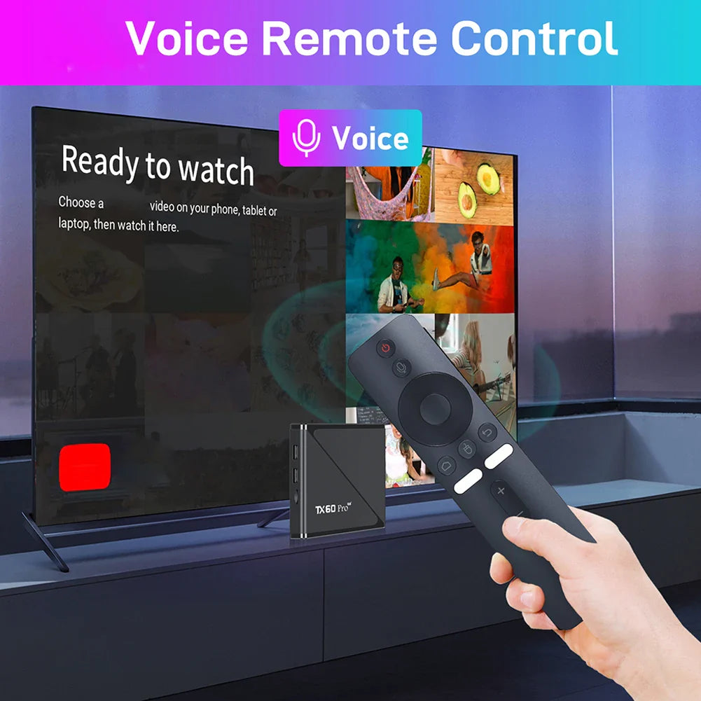 Android 16 Smart TV Box — Allwinner H313 Quad-Core, Dual WiFi 2.4G/5G, 14K Media Player with Voice Remote (16G/256G)
