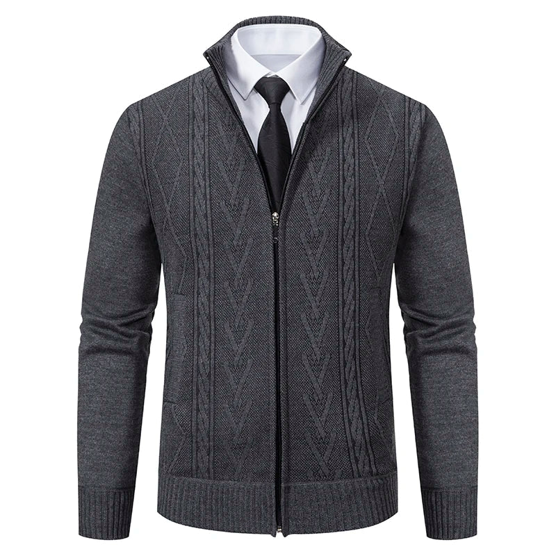 Men's Autumn Winter Cashmere Knit Sweater Coat - Padded Warm Casual Pullover Jacket