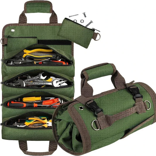 Multi-Purpose Tool Bag - Professional Roll-Up Organizer with Multiple Pockets for Hardware Tools