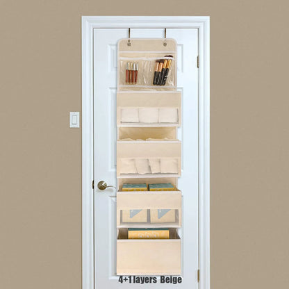 Over The Door Hanging Organizer - 1/3/4/5 Pocket Wall Mounted Storage Rack for Bathroom, Dorm & Clothes