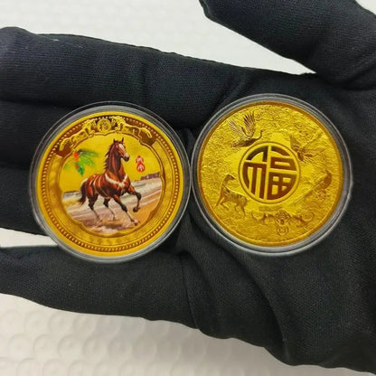 2026 Year of the Horse Chinese Commemorative Coin – Lucky Animal Metal Collectible New Year Souvenir Gift