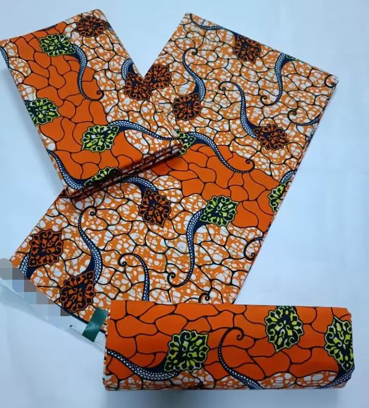 100% Cotton Ankara Fabric - High Quality African Print Batik Real Wax Pagne 6 Yards for Stylish Sewing