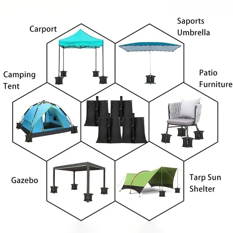 Gazebo Leg Weight Bags - Waterproof Sandbag Tent Weights for Camping, Garden & Outdoor Canopies