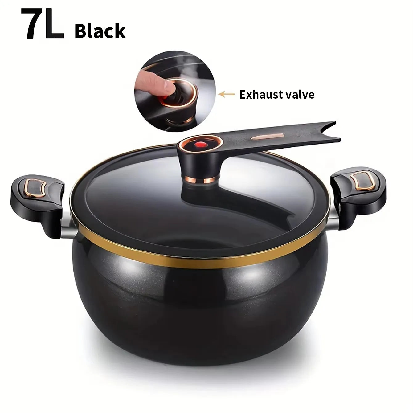 Chubby Micro Pressure Pot - 7L Large Capacity 26cm Non-Stick Multi-Function Stew Pot for Gas & Induction Cookers