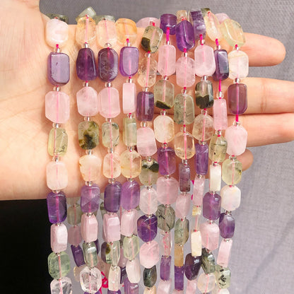 Natural Gemstone Rectangle Beads - 8x12mm Amethyst Citrine Lapis Lazuli Spacer Beads for DIY Jewelry Making & Bracelets