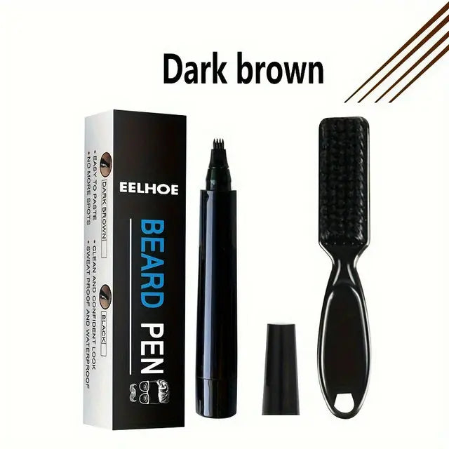 Beard Filling Pen Kit - Waterproof Beard Enhancer Pencil with Shaping Brush