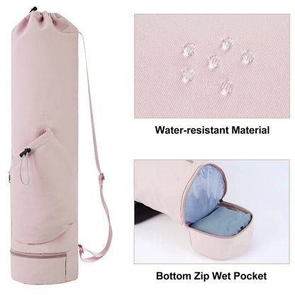Yoga Mat Bag with Water Bottle Pocket and Wet Storage - Sports Mat Carrier with Shoulder Strap and Multifunctional Compartments
