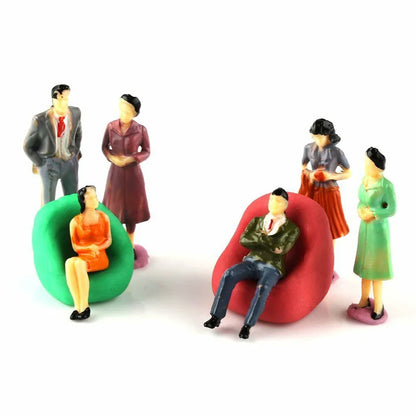 50pcs Miniature People Figures - 1:50 Scale Painted Plastic Passengers for Train Scenery & Model Building Decor