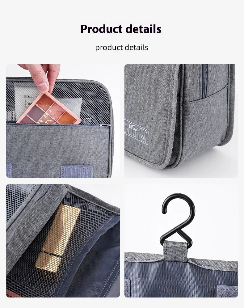 Foldable Toiletry Bag Organizer – Hanging Cosmetic & Makeup Case for Travel and Business