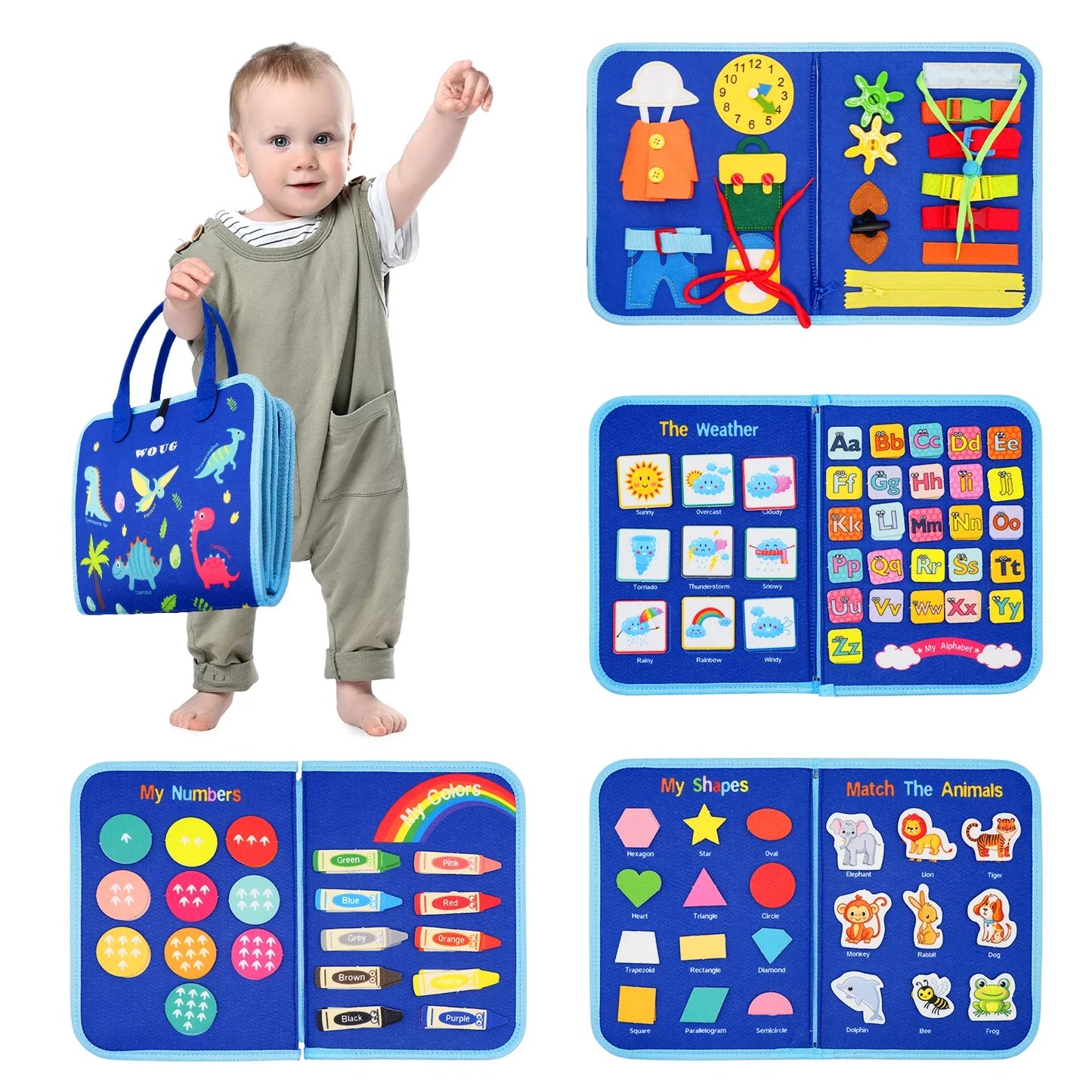 Montessori Toddler Busy Board – Educational Activity for Motor Skills & Baby Learning Toys for Travel