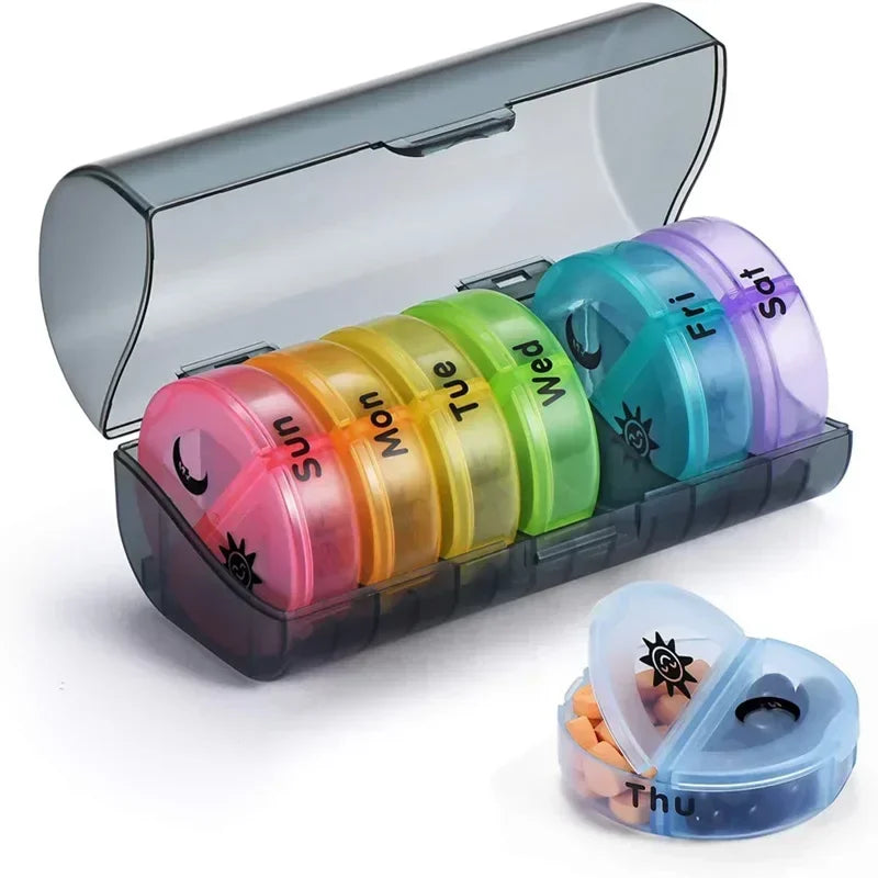 Weekly 7-Day Pill Organizer Box – 14-Slot Medicine Holder for Vitamins, Supplements & Daily Medications