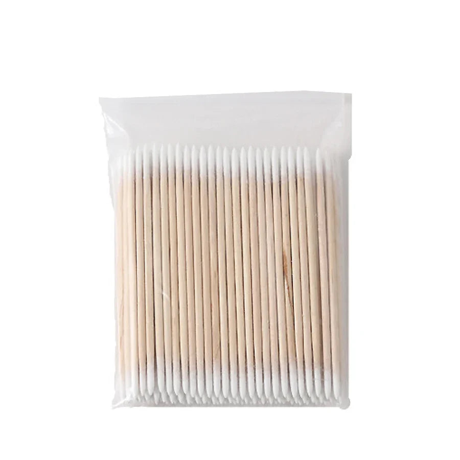100Pcs Double-Ended Cotton Swabs - Fine Point Beauty Tools for Nail Art, Makeup & Eyeliner Correction