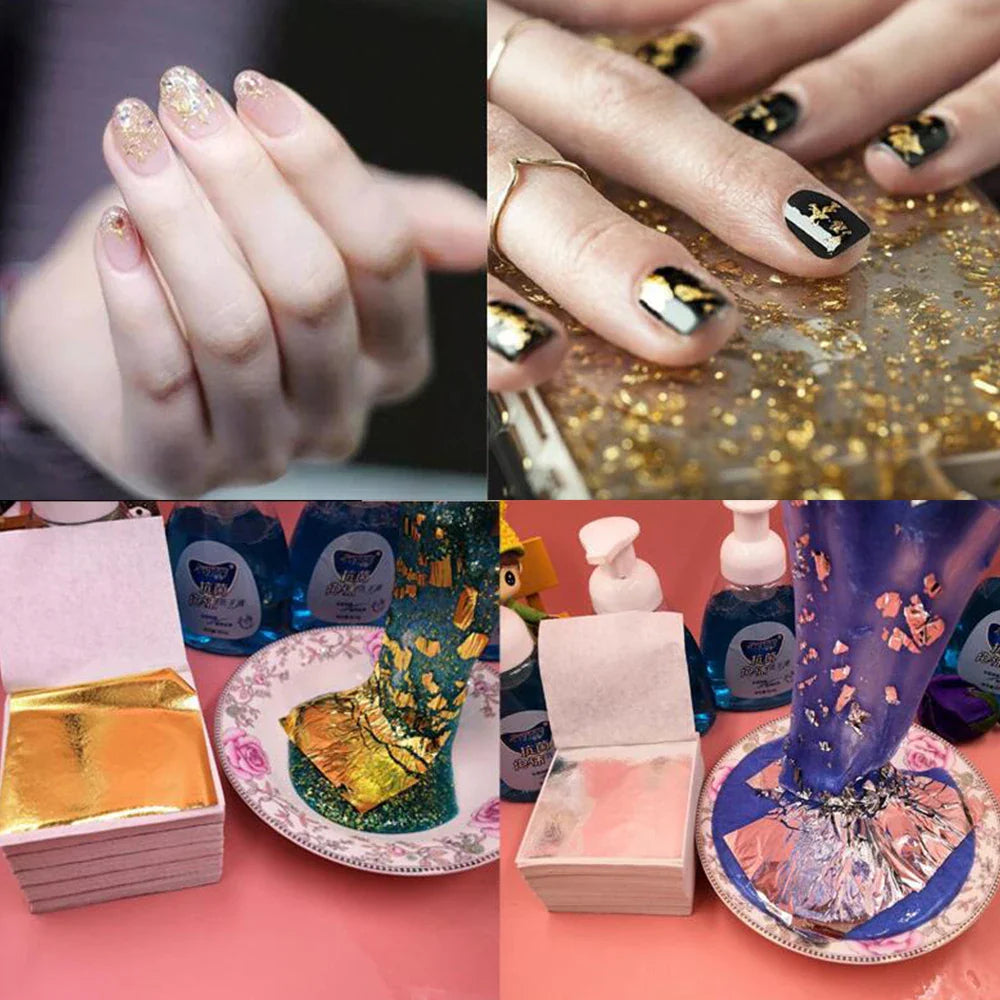 100-200 Sheets Imitation Gold Foil Paper – Gilding DIY Epoxy Resin Jewelry Making & Craft Decoration