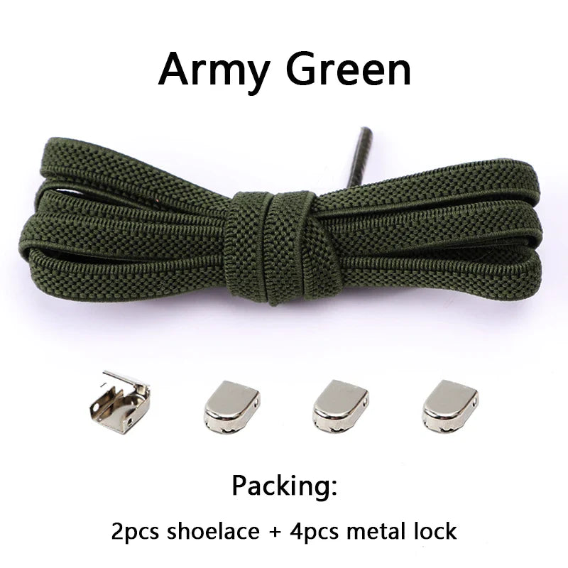 No-Tie Elastic Shoelaces – One Size Fits All Sneakers for Adults & Kids, Flat Tieless Shoestrings
