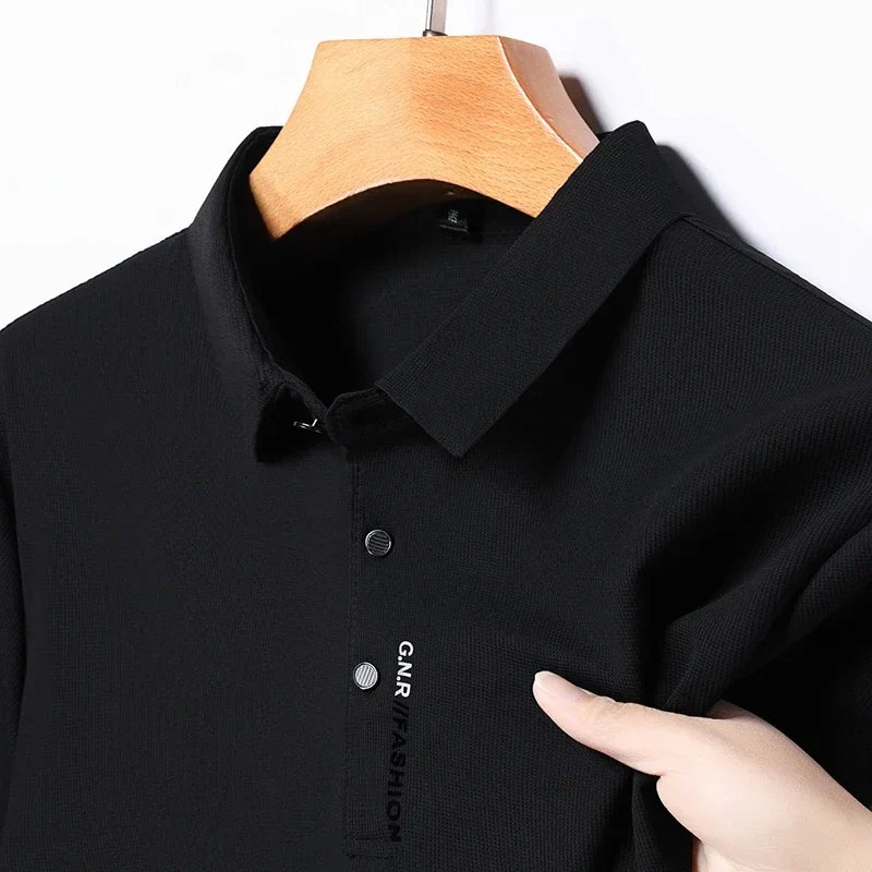 Men's Short Sleeve Polo Shirt - Breathable Solid Color Casual Business Style Top