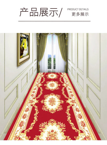 Luxury Classical Corridor Rug — Crystal Velvet Soundproof Washable Carpet for Villa & Hotel Hallway