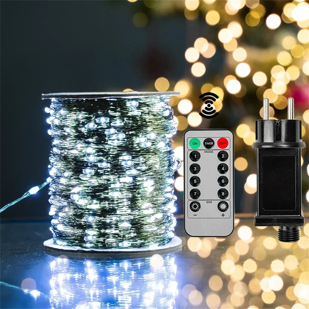 1000 LED Green Wire Fairy String Lights | Waterproof Christmas Tree & Holiday Decor, US/EU Plug 110V/220V