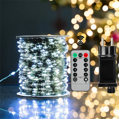 1000 LED Green Wire Fairy String Lights | Waterproof Christmas Tree & Holiday Decor, US/EU Plug 110V/220V