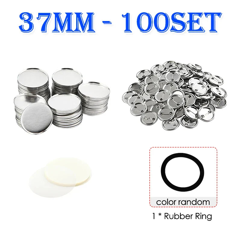 100 Set Blank Badge Button Maker Supplies Kit – DIY Pin Button Parts for 25mm–58mm Pin Badge Press Machine Accessories