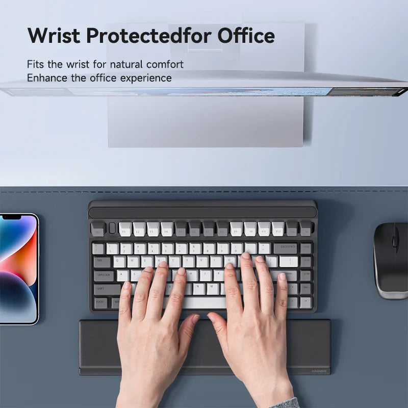 Ergonomic Keyboard Wrist Rest Pad by Hagibis - Soft Memory Foam Support with Desktop Storage Box for Easy Typing & Pain Relief in Office or Home