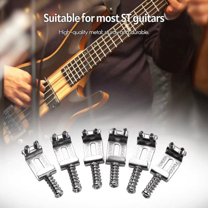 6PCS Roller Tremolo Bridge Saddles with Wrench – Zinc Alloy Upgrade for Fender Strat, Tele & ST Electric Guitars